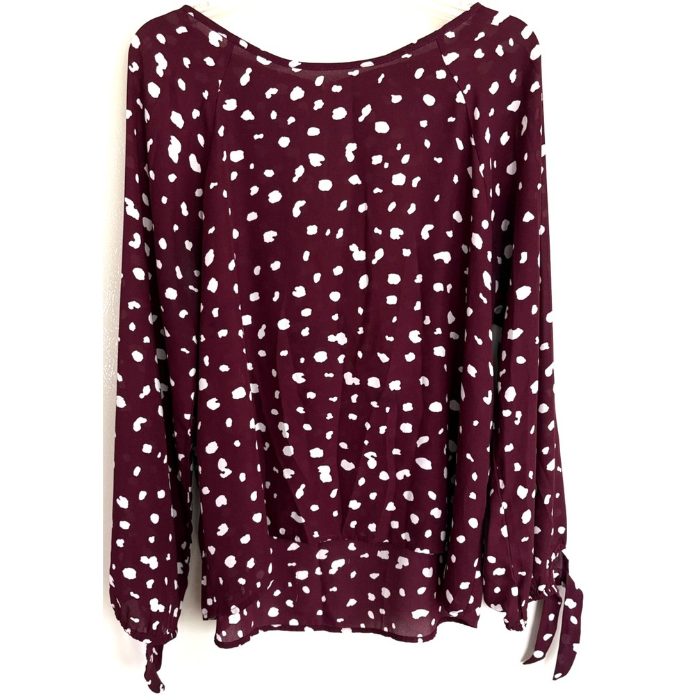 Papermoon Blouse Womens XL Print Long Sleeve Tie Cuff Pullover Top